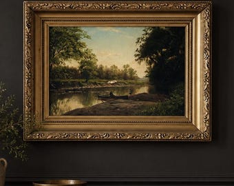 VINTAGE | Original Oil Painting with Ornate Gold Frame | C.W. Retzlaff | Landscape Painting