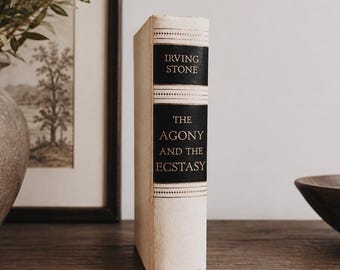 VINTAGE | Hardcover Book: The Agony and the Ecstasy by Irving Stone | Biographical Novel of Michelangelo