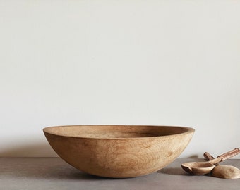 VINTAGE | large primitive wood bowl | European Farmhouse | antique wood bread bowl | rustic wooden serving bowl