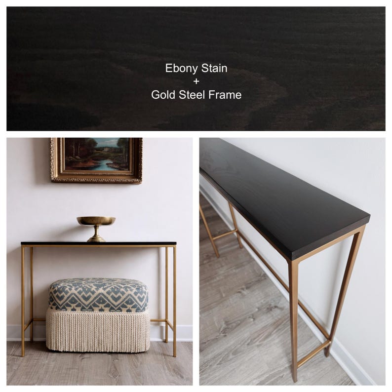HANDMADE | Slender Open Front Console Table | Narrow Wood + Steel ...