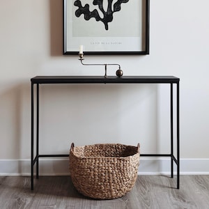 HANDMADE | Slender Open Front Console Table | Narrow Wood + Steel Entryway Table (40x8x29.75")