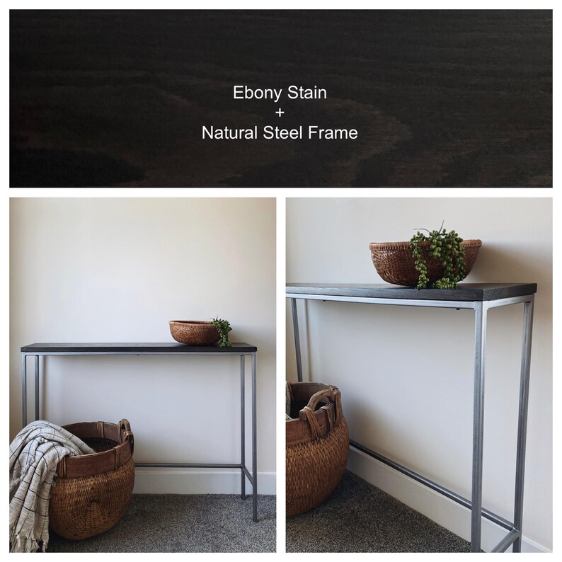 HANDMADE | Slender Open Front Console Table | Narrow Wood + Steel ...