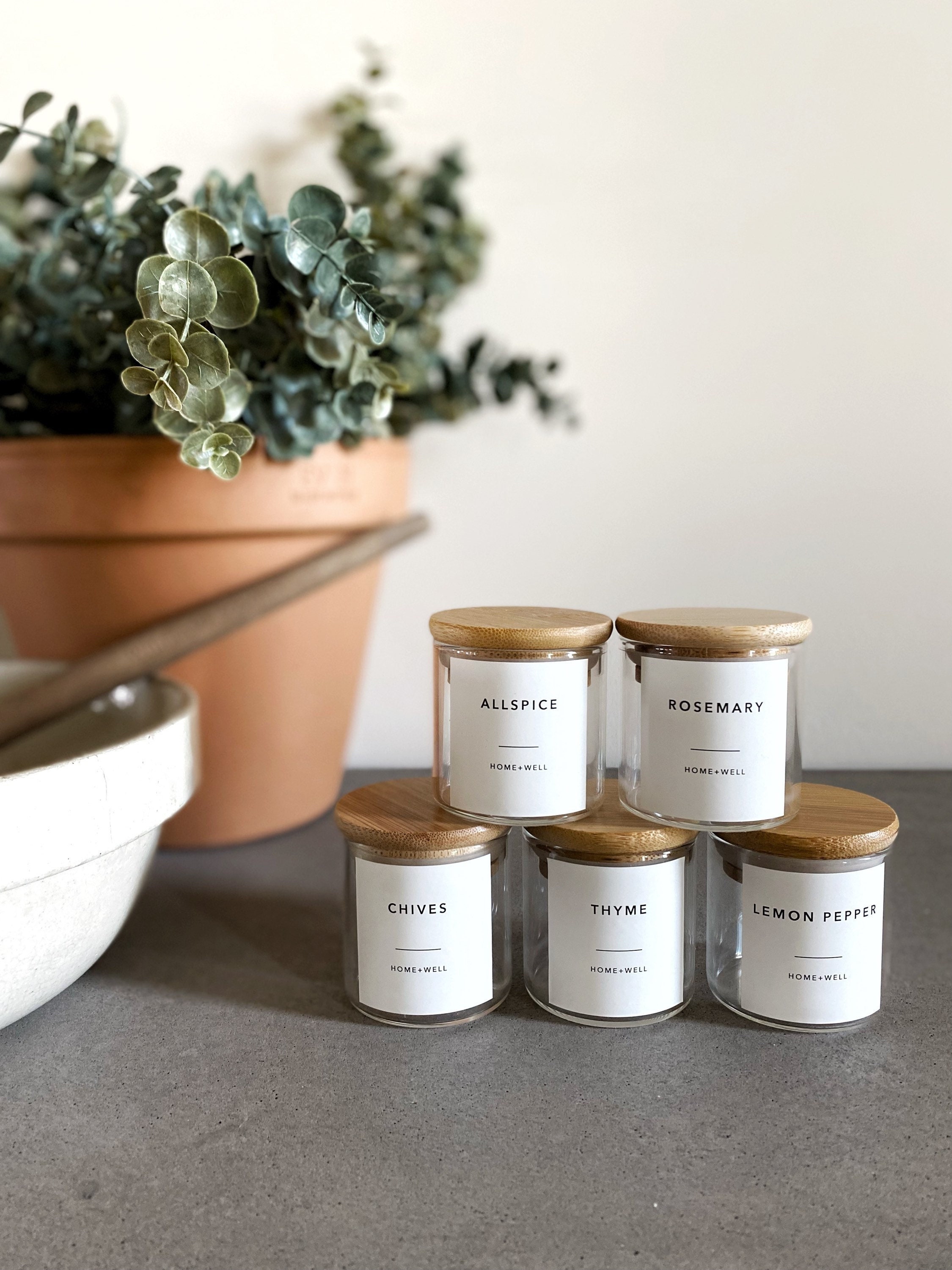 Short Spice Jar Label Front Set • Modern Minimalist • Waterproof