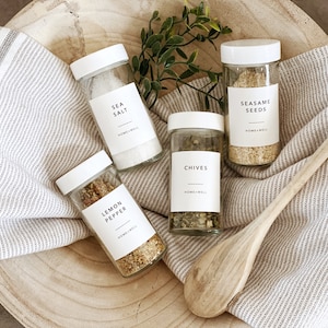 LABELS | herbs + spice jar labels | 1.8&quot; square waterproof labels | 20 - 40 pack labels | kitchen pantry organization | minimalist labels