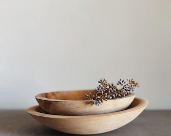 VINTAGE | Pair of Wooden Bowls | Weston Bowl Mill | Primitive Wood Bowls