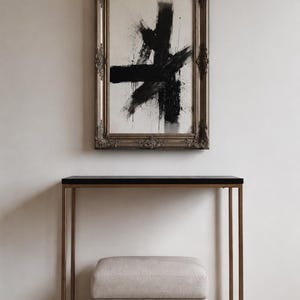 HANDMADE | Slender Open Front Accent Table | Steel + Wood Entryway Table (29x8x29.75") image 12