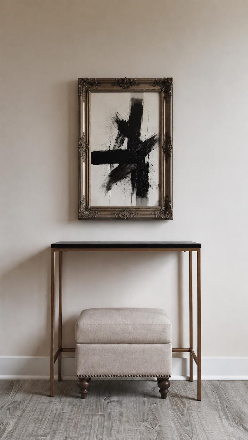 HANDMADE | Slender Open Front Accent Table | Steel + Wood Entryway Table (29x8x29.75") image 12