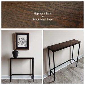 HANDMADE | Slender Open Front Accent Table | Steel + Wood Entryway Table (29x8x29.75") Espresso + Black