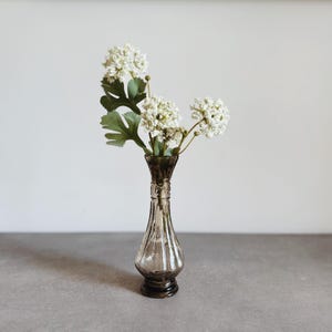 VINTAGE | Smokey Gray Glass Bud Vase | Fluted Vase Boho Decor