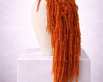 Orange Amaranthus | Long Hanging Stems | 5 Stems | Dried Preserved Amaranthus | Wedding Flowers & Warm Home Decor