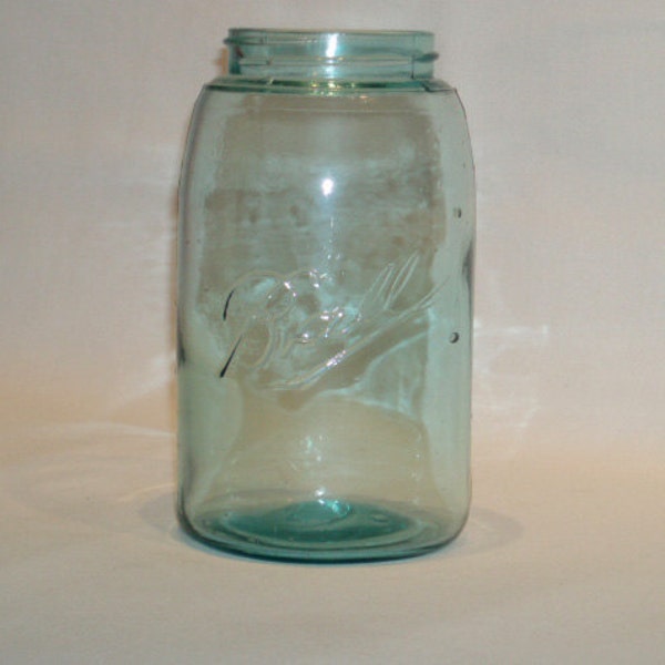 Vintage Ball Mason Quart Round Soft Shoulder 8 Green Glass Canning Jar mvpc 60