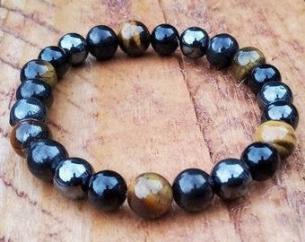 OUT OF STOCK Shungite Bracelet with Hematite, Tigers Eye, and Tourmaline