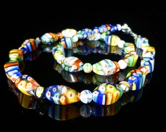 Millefiori Glass Murano Beads Collar / Pulsera 16mm Nuggets