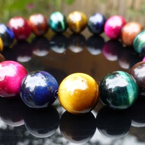 Tiger Eye Bracelet Quartz Crystal Rainbow Mixed
