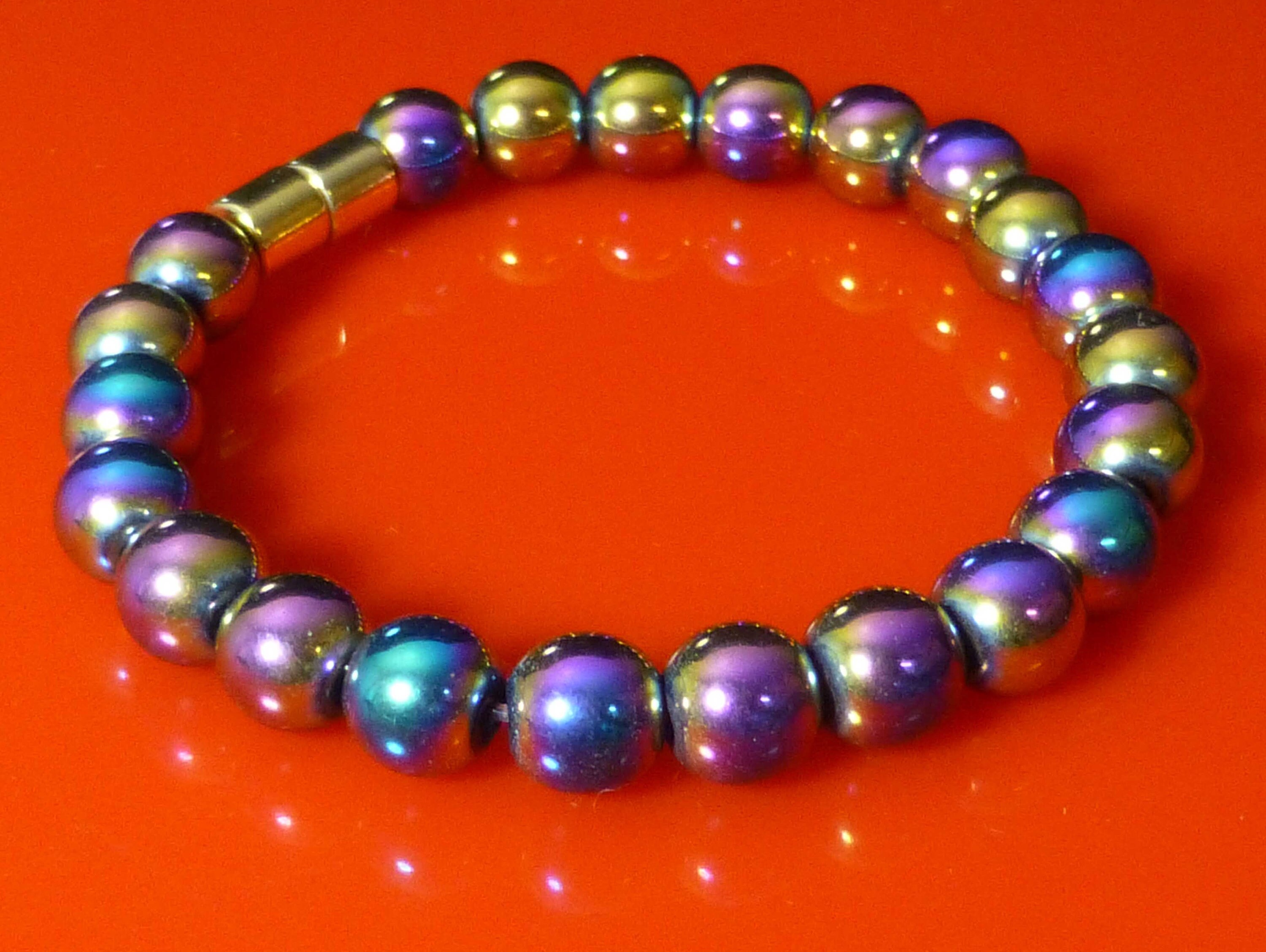 Pulsera De Hematita Magnética Para Hombres - Terapéutica, Color Negro, Longitud 7.5 Pulgadas | Para Artritis