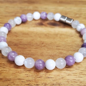 Moonstone, White Howlite and Lepidolite Bracelet 6mm