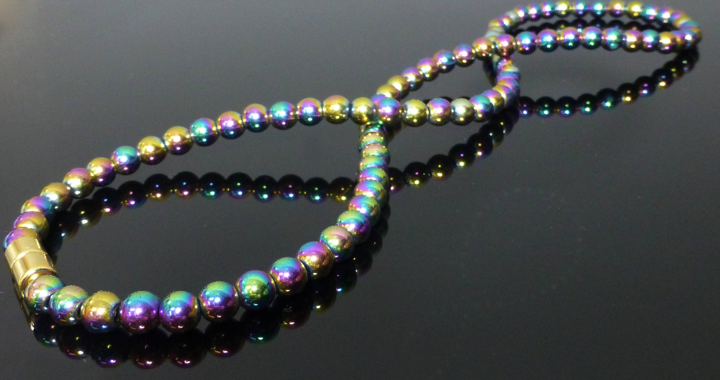 Collana Magnetica In Ematite Chakra Hematite – Per Benessere E Guarigione, Nera, Lunghezza 46-51cm - Foto 2