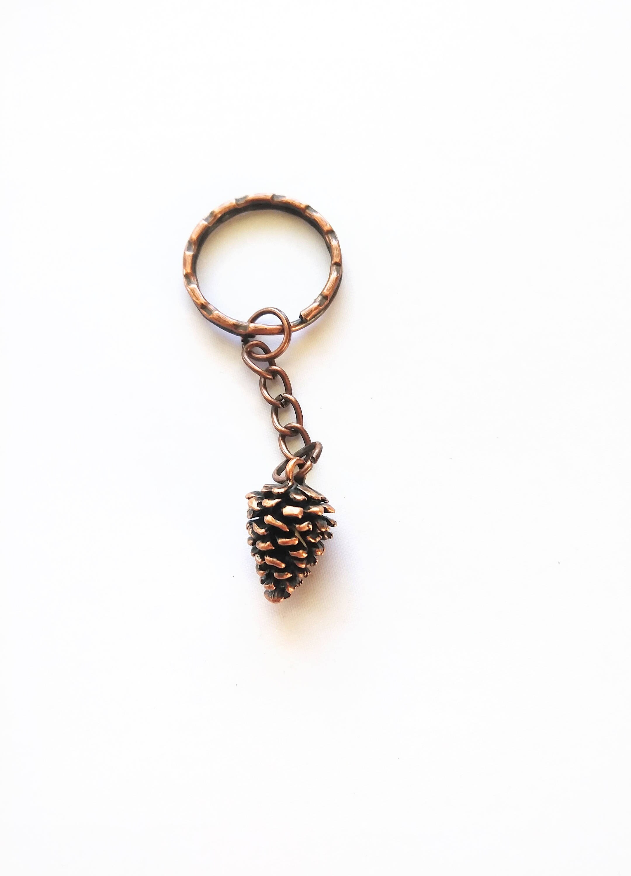 Keychain Pine Cone Key Chain Copper Accessory Brown Winter Etsy
