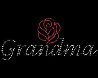 Grandma with rose rhinestone tee A4300C