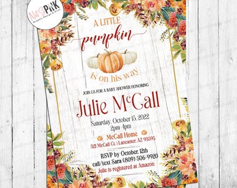 Falling in Love with You Pumpkin Baby Shower Invitation