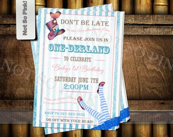 Alice in One-derland Birthday Invitation