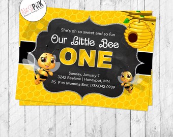 Our Little Bee, First Birthday Invitation