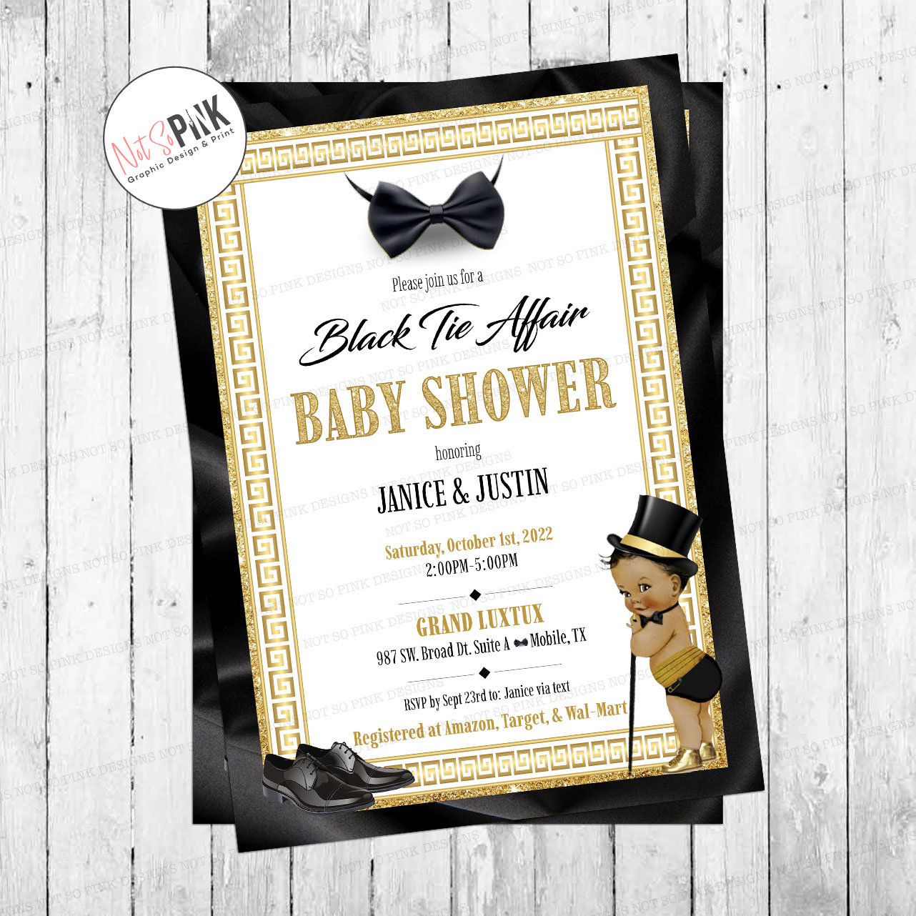 Baby's Black Tie Baby Shower Invitation - Etsy