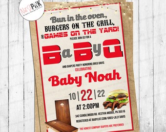Buns, Grills and Games Baby Shower Invitation