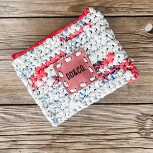 Zipper Pouch/Makeup Bag/Coin Purse/Made with plastic grocery bags