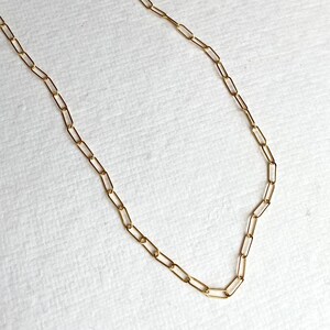 Dainty Rectangle Link Necklace 14k Gold Fill Paperclip Chain Necklace Modern 5mm Chain Link Layering Necklace image 2