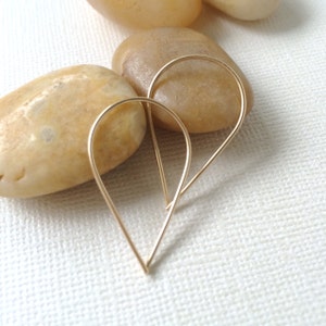 Simple Gold Hoops ~ Minimal Modern Hand Forged Teardrop Earrings