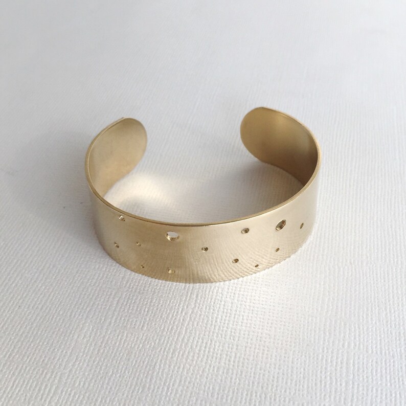 Dot Cuff Bracelet Simple Polka Dot Wide Geometric Brass Cuff Etsy