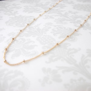 Satellite Necklace ~ Simple 14k Gold Filled Tiny Bead Chain ~ Minimal Layering Necklace