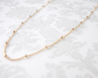 Satellite Necklace ~ Simple 14k Gold Filled Tiny Bead Chain ~ Minimal Layering Necklace