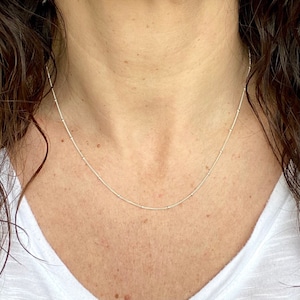 Satellite Necklace ~ Dainty Simple Sterling Silver Tiny Bead Chain ~ Minimal Everyday Layering Necklace