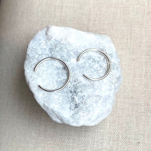 Tiny Open Silver Circle Hoops ~ Minimal Modern Small Round Sterling Threader Earrings