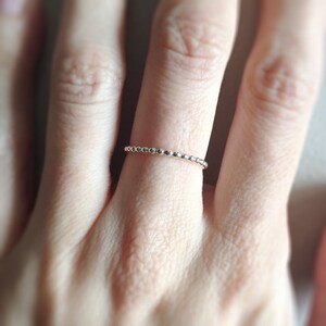 Silver Bead Ring ~ Minimal Sterling Silver Skinny Polka Dot Ring ~ Simple Thin Everyday Band