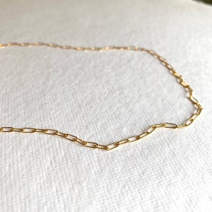 Dainty Rectangle Link Necklace 14k Gold Fill Paperclip Chain Necklace Modern 5mm Chain Link Layering Necklace image 8