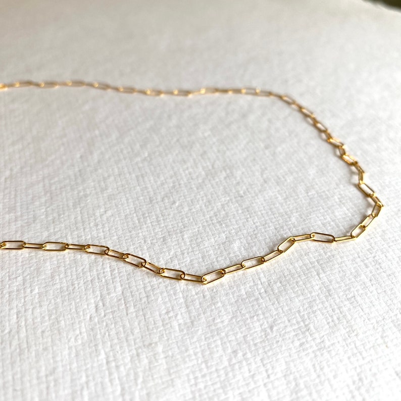 Dainty Rectangle Link Necklace 14k Gold Fill Paperclip Chain Necklace Modern 5mm Chain Link Layering Necklace image 8