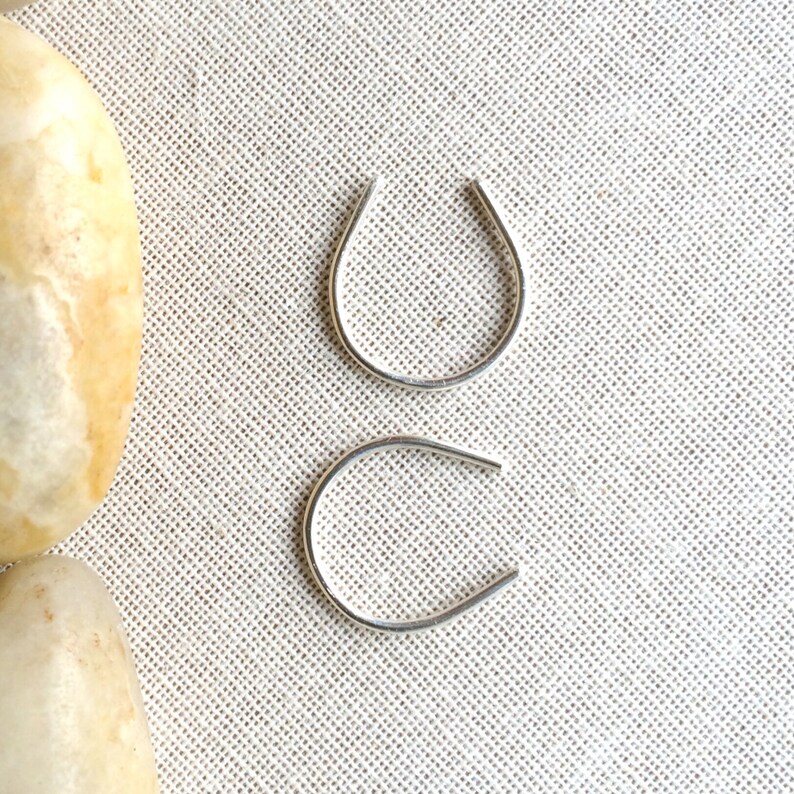 Tiny Silver Horseshoe Hoops Minimal Modern Sterling Small Open Arc Hoop Earrings image 4