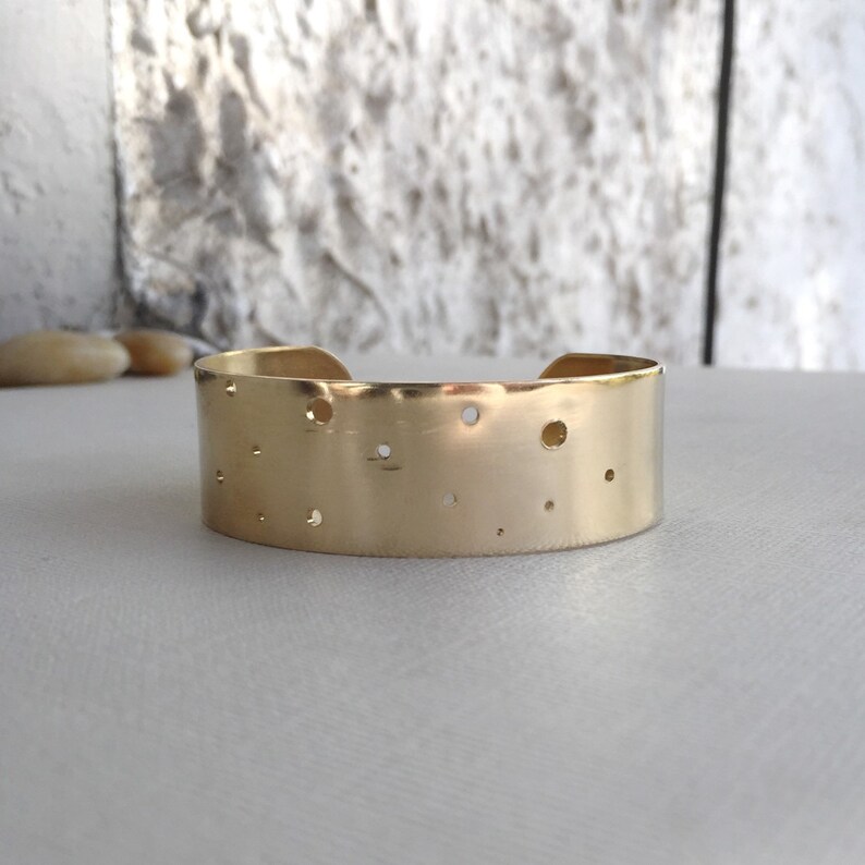 Dot Cuff Bracelet Simple Polka Dot Wide Geometric Brass Cuff Etsy