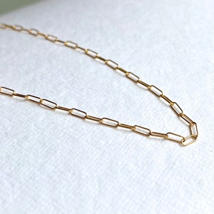 Dainty Rectangle Link Necklace 14k Gold Fill Paperclip Chain Necklace Modern 5mm Chain Link Layering Necklace image 5