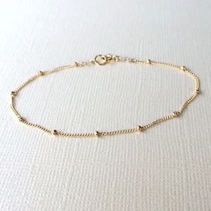 Satellite Bracelet ~ Simple 14k Gold Fill Tiny Bead Chain ~ Minimal Layering