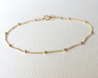 Satellite Bracelet ~ Simple 14k Gold Fill Tiny Bead Chain ~ Minimal Layering