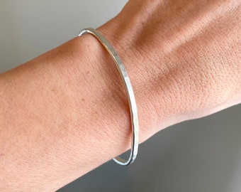 Thick Silver Cuff ~ Simple Hand Forged 3mm Sterling Cuff Bracelet ~ Open Silver Hammered Bangle Bracelet