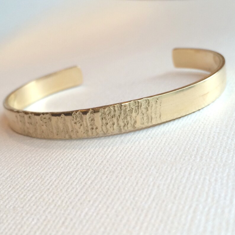 Textured Cuff Bracelet Simple Hand Forged Half Hammered - Etsy