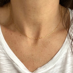 Dainty Rectangle Link Necklace 14k Gold Fill Paperclip Chain Necklace Modern 5mm Chain Link Layering Necklace image 3