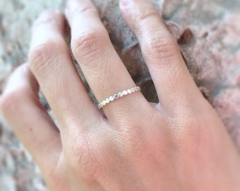 Silver Scallop Ring ~ Minimal Sterling Silver Skinny Circle Dot Ring ~ Simple Thin Everyday Band