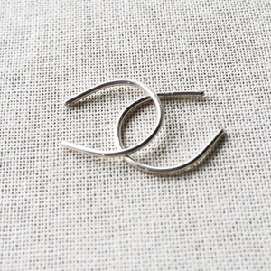 Tiny Silver Horseshoe Hoops ~ Minimal Modern Sterling Small Open Arc Hoop Earrings