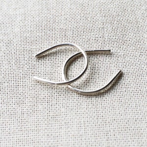 Tiny Silver Horseshoe Hoops Minimal Modern Sterling Small Open Arc Hoop Earrings image 1